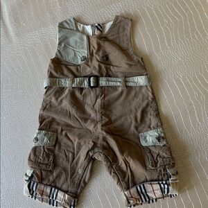 Burberry Boy Tan‎ Corduroy Baby Overalls Size 6M